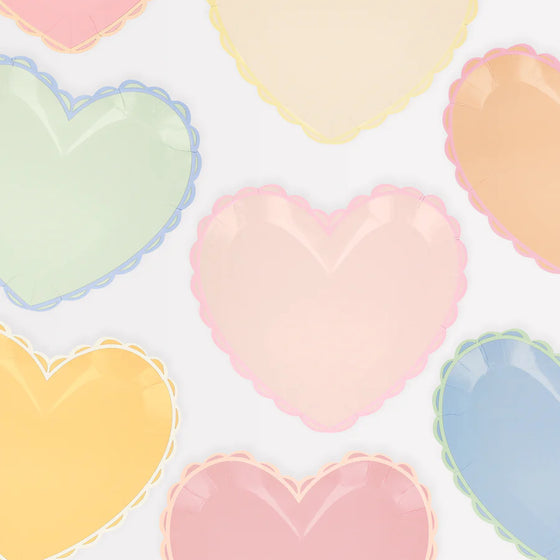 meri meri pastel heart plates | pack of 8 plates